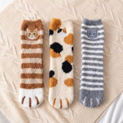 Tất lông mềm Sock Style cao cấp hình mèo thêu nổi