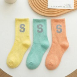 Tất cổ cao nữ nam chữ S, chất liệu cotton co giãn thoáng khí